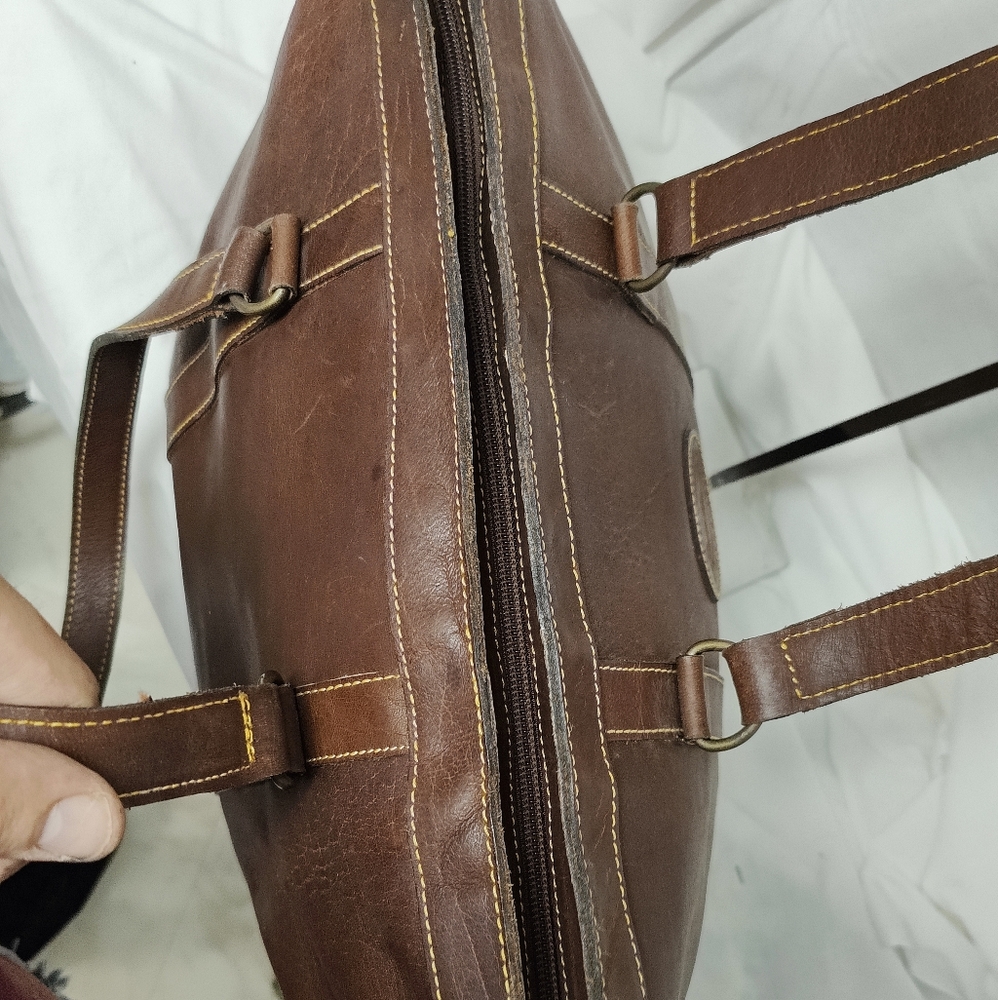 💯Authentic "Signed Original" Eddie Bauer Large leather Tote Bag HTF VTG RARE - Picture 6 of 9